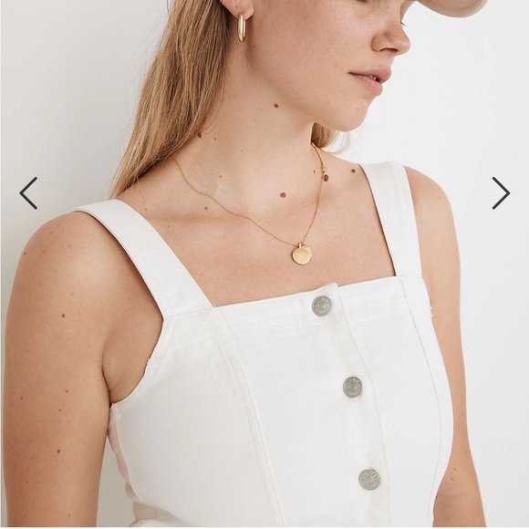 Denim Button-Front Mini Dress in Tile White NWT SOLD OUT STYLE SIZE 4 - Picture 4 of 9